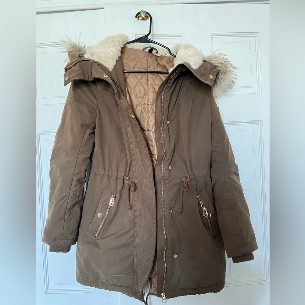 H&M padded parka coat- Olive Size 4